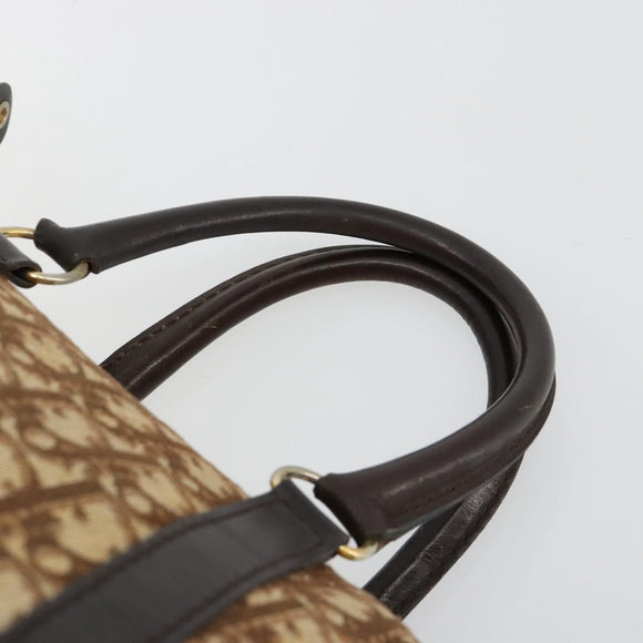 Christian Dior Trotter Canvas Hand Bag Brown Gold Auth ka4670
