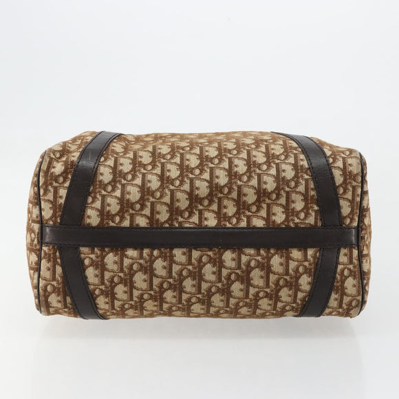 Christian Dior Trotter Canvas Hand Bag Brown Gold Auth ka4670