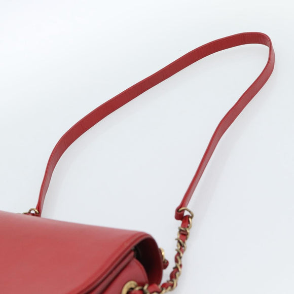 CHANEL Chain Shoulder Bag Calf Skin Red CC Auth ka4671M