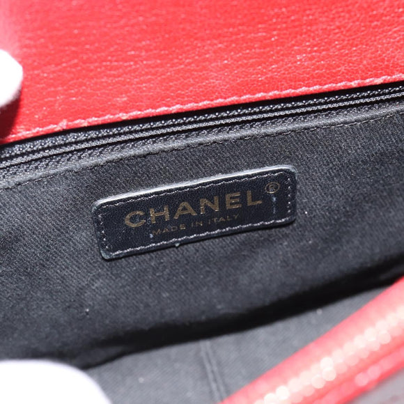 CHANEL Chain Shoulder Bag Calf Skin Red CC Auth ka4671M