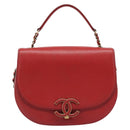 CHANEL Chain Shoulder Bag Calf Skin Red CC Auth ka4671M-2
