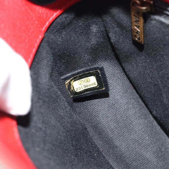 CHANEL Chain Shoulder Bag Calf Skin Red CC Auth ka4671M