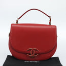CHANEL Chain Shoulder Bag Calf Skin Red CC Auth ka4671M-30