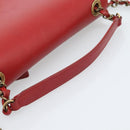 CHANEL Chain Shoulder Bag Calf Skin Red CC Auth ka4671M-7