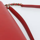 CHANEL Chain Shoulder Bag Calf Skin Red CC Auth ka4671M-8