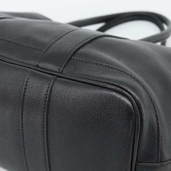 HERMES Garden Twily TPM Hand Bag Leather Black Silver Auth ka4672