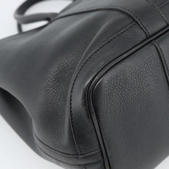 HERMES Garden Twily TPM Hand Bag Leather Black Silver Auth ka4672