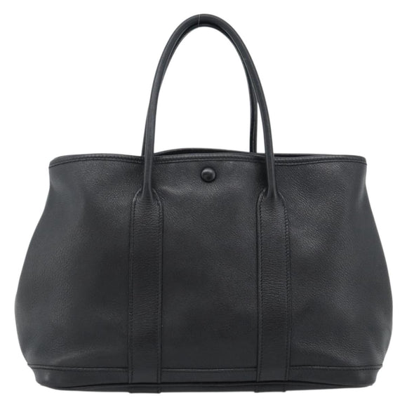 HERMES Garden Twily TPM Hand Bag Leather Black Silver Auth ka4672
