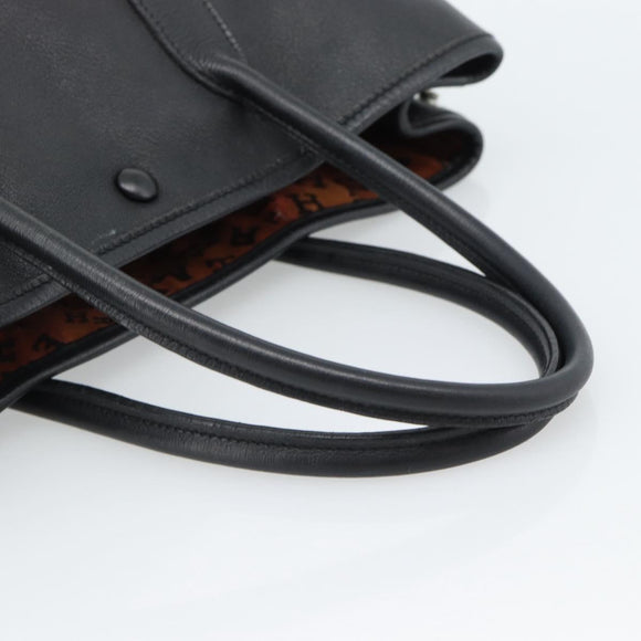 HERMES Garden Twily TPM Hand Bag Leather Black Silver Auth ka4672