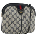 GUCCI GG Supreme Sherry Line Bag PVC Navy Gold Red 904 02 047 Auth ka4673-1