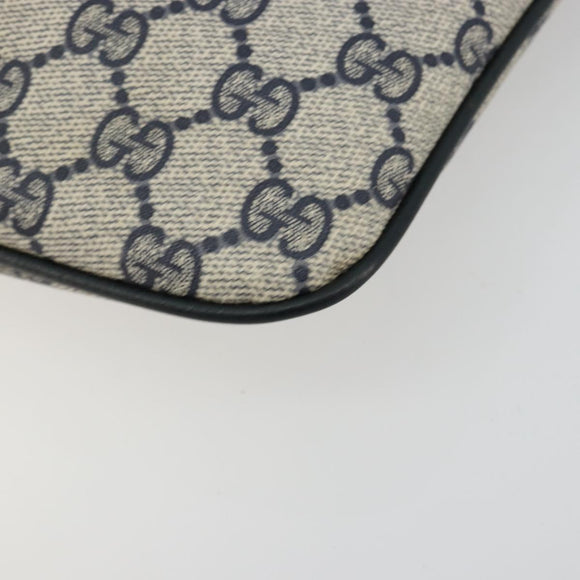 GUCCI GG Supreme Sherry Line Bag PVC Navy Gold Red 904 02 047 Auth ka4673