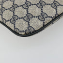 GUCCI GG Supreme Sherry Line Bag PVC Navy Gold Red 904 02 047 Auth ka4673-13