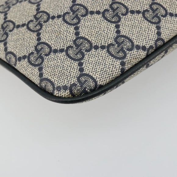 GUCCI GG Supreme Sherry Line Bag PVC Navy Gold Red 904 02 047 Auth ka4673