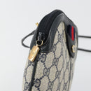 GUCCI GG Supreme Sherry Line Bag PVC Navy Gold Red 904 02 047 Auth ka4673-15