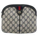 GUCCI GG Supreme Sherry Line Bag PVC Navy Gold Red 904 02 047 Auth ka4673-2