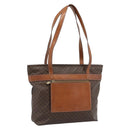 CELINE Macadam Canvas Tote Bag PVC Leather Brown Gold Auth ka4675-1