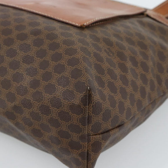 CELINE Macadam Canvas Tote Bag PVC Leather Brown Gold Auth ka4675