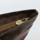 CELINE Macadam Canvas Tote Bag PVC Leather Brown Gold Auth ka4675-9