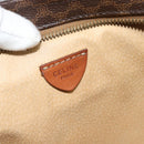 CELINE Macadam Canvas Tote Bag PVC Leather Brown Gold Auth ka4675-18