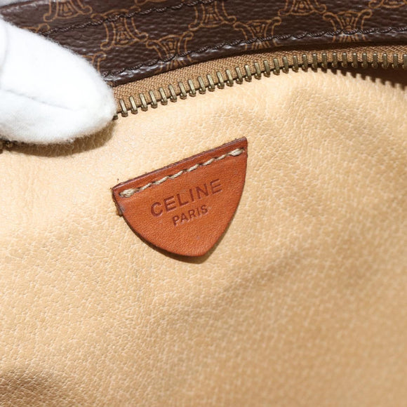 CELINE Macadam Canvas Tote Bag PVC Leather Brown Gold Auth ka4675
