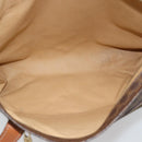 CELINE Macadam Canvas Tote Bag PVC Leather Brown Gold Auth ka4675-10