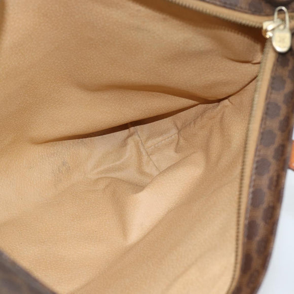 CELINE Macadam Canvas Tote Bag PVC Leather Brown Gold Auth ka4675