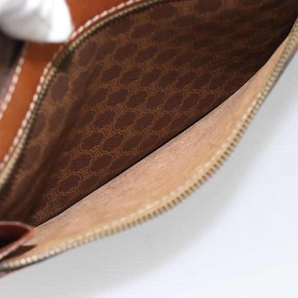 CELINE Macadam Canvas Tote Bag PVC Leather Brown Gold Auth ka4675