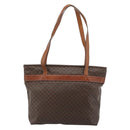 CELINE Macadam Canvas Tote Bag PVC Leather Brown Gold Auth ka4675-2