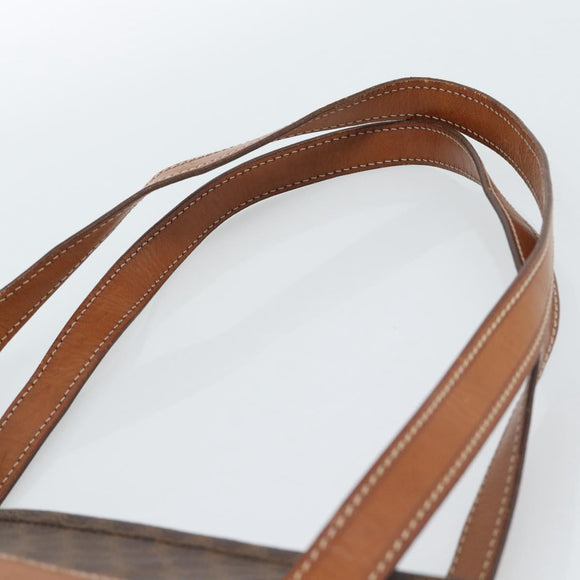 CELINE Macadam Canvas Tote Bag PVC Leather Brown Gold Auth ka4675
