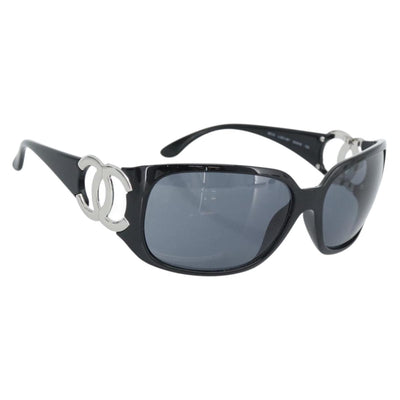 CHANEL Sunglasses plastic Black CC Auth ka4678