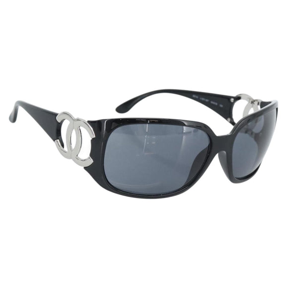 CHANEL Sunglasses plastic Black CC Auth ka4678