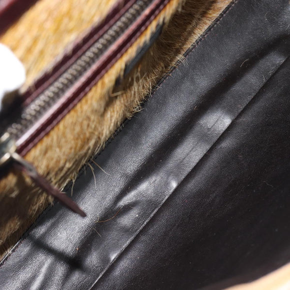 FENDI Peek A Boo Grote Handtas Leer 2-weg Beige Auth ka4679