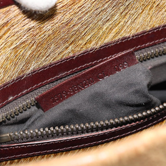 FENDI Peek A Boo Grote Handtas Leer 2-weg Beige Auth ka4679