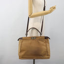 FENDI Peek A Boo Grote Handtas Leer 2-weg Beige Auth ka4679-24