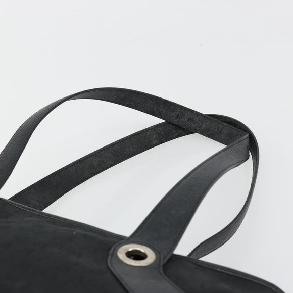 BVLGARI Hand Bag Canvas Leather Black Silver Auth ka4682