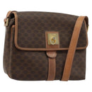CELINE Macadam Canvas Circle Shoulder Bag PVC Leather Brown Gold Auth ka4684A-1