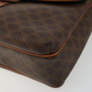 CELINE Macadam Canvas Circle Shoulder Bag PVC Leather Brown Gold Auth ka4684A-14
