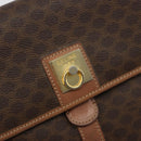 CELINE Macadam Canvas Circle Shoulder Bag PVC Leather Brown Gold Auth ka4684A-18