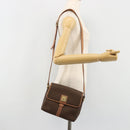 CELINE Macadam Canvas Circle Shoulder Bag PVC Leather Brown Gold Auth ka4684A-23