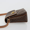 CELINE Macadam Canvas Circle Shoulder Bag PVC Leather Brown Gold Auth ka4684A-4