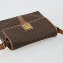 CELINE Macadam Canvas Circle Shoulder Bag PVC Leather Brown Gold Auth ka4684A-6