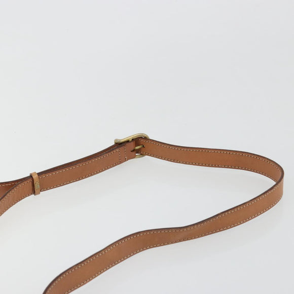 CELINE Macadam Canvas Circle Shoulder Bag PVC Leather Brown Gold Auth ka4684A