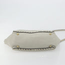 VALENTINO Rock Studs Hand Bag Leather 2way Gray Gold Auth ka4689A-5