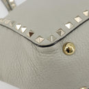 VALENTINO Rock Studs Hand Bag Leather 2way Gray Gold Auth ka4689A-14