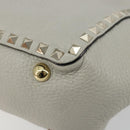 VALENTINO Rock Studs Hand Bag Leather 2way Gray Gold Auth ka4689A-15