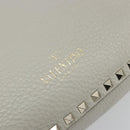 VALENTINO Rock Studs Hand Bag Leather 2way Gray Gold Auth ka4689A-17