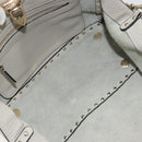 VALENTINO Rock Studs Hand Bag Leather 2way Gray Gold Auth ka4689A-12