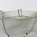 VALENTINO Rock Studs Hand Bag Leather 2way Gray Gold Auth ka4689A-20