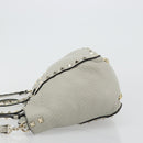 VALENTINO Rock Studs Hand Bag Leather 2way Gray Gold Auth ka4689A-4