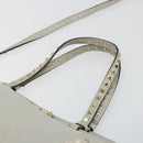VALENTINO Rock Studs Hand Bag Leather 2way Gray Gold Auth ka4689A-8
